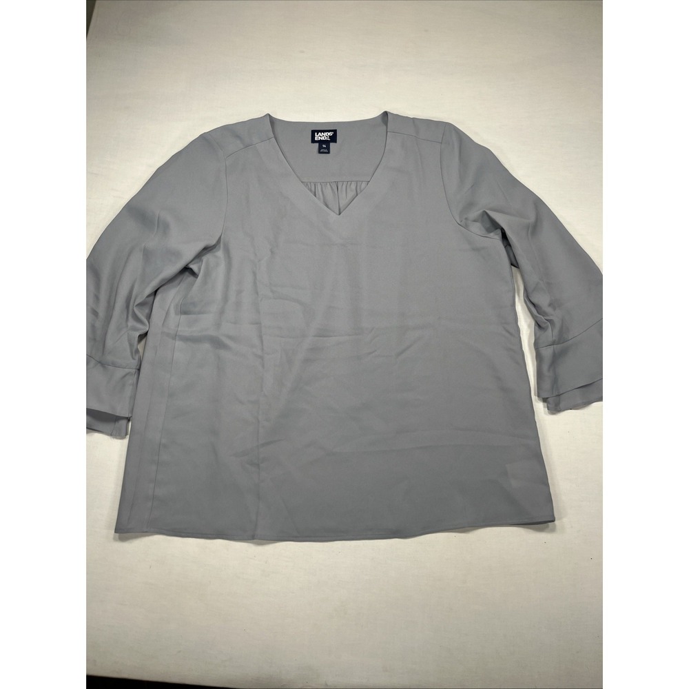 Lands End size 14 gray blouse hundred percent polyester